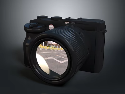 3D Rendered Black Computer Webcam With High Definition Lens And Road Scene 3d model