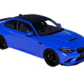 Blue BMW Two Door Sports Car With Black Roof And Sporty Front Design