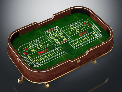 Wooden Roulette Casino Table With Green Felt Surface Number Layout Golden Accents And Carved Legs 3d model