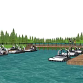 Scenic Lake Dock Area With Pedal Boats Trees And People Enjoying Recreational Activities