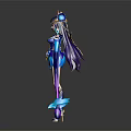 3D Fantasy Female Character With Blue Purple Wings And Creature Inspired Costume Design