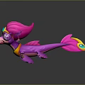Cute Pink Fantasy Creature With Colorful Gemstone Accents And Yellow Collar Design