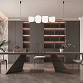 Modern Open Living Dining Room Interior With Sofa Coffee Table Pendant Lights Decorative Plants