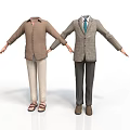 Men's Casual And Formal Clothing Outfits On Mannequins With Shirt Suit Pants And Shoes