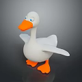 Cartoon Duck Character With White Body Orange Beak Blue Eyes And Spread Wings Pose