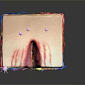 Detailed 3D Model of Human Skin Structure Showing Layers and Pink Particles