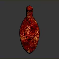 Abstract Red Animal Sculpture with Curved Form and Textured Surface on Black Background