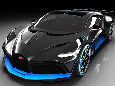 Sleek Black Luxury Sports Car With Blue Accents And Modern Aerodynamic Design 3d model