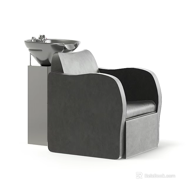 Modern Black Gray Leather Massage Chair With Comfortable Cushion And Armrest 3d model 