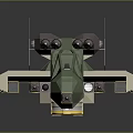 Camouflage Military Weapon 3D Model With Rotors Wheels And Cannon Structure