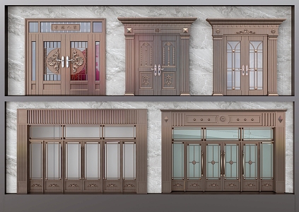 European-style copper door outdoor door 3d model