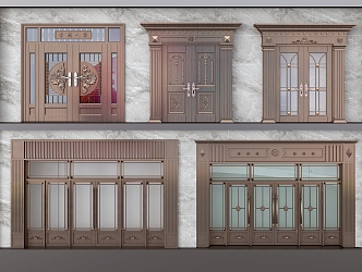 European-style copper door outdoor door 3d model