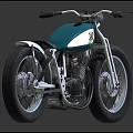 Vintage Motorcycle With Teal Fuel Tank White Fenders And Black Seat