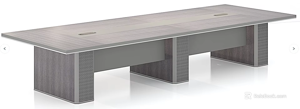 Modern Conference Table With Smooth Wooden Top And Sturdy Grid Pattern Legs 3d model 