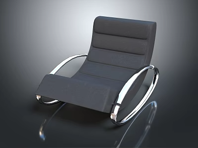 Modern Lounge Chair With Black Fabric And Silver Metal Curved Frame 3d model
