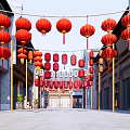 Traditional Chinese Lanterns Hanging In Interior Corridor With Colorful Designs Various Styles And Wooden Frames
