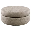Round Beige Fabric Ottoman with Two Layer Soft Cushion for Living Room