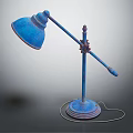 Blue Vintage Table Lamp With Adjustable Arm And Metal Base Design 3d model