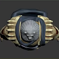 Bear Headed Warrior Creature Character Wearing Golden Armor And Blue Cloak Standing Pose