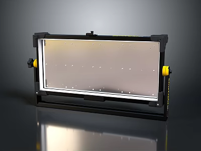 Professional Rectangular Lighting Fixture With Black Frame Yellow Handles And Transparent Panel 3d model