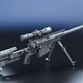 Sniper Rifle With Scope Bipod And Metallic Finish On Dark Background 3d model