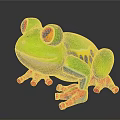 Vibrant Green Frog With Red Eyes Red Feet And Colorful Stripes On Smooth Surface