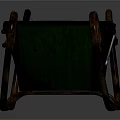 Playground Equipment Green Copper Sleigh Featuring Metal Frame And Curved Decorative Armrests