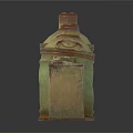 Vintage Decorative Rustic Metal Containers In Green Brown With Different Sizes