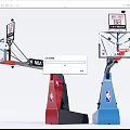 Basketball Hoop Sports Equipment With NBA TV Logo Transparent Backboard Red Rim And Red Blue Base