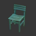 Simple Modern Light Blue Wooden Leisure Chair with Slatted Backrest and Seat for Home Decor