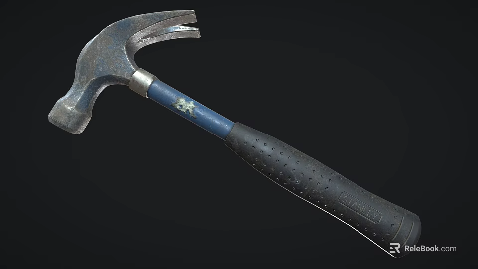 Claw Hammer with Steel Head and Non Slip Rubber Grip Handle 3d model 