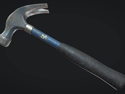 Claw Hammer with Steel Head and Non Slip Rubber Grip Handle 3d model