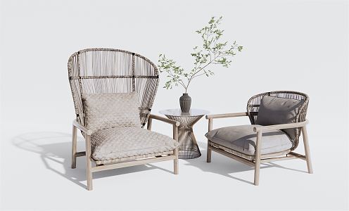 Modern Casual Sofa Combination Casual Chair Rattan Casual Table and Chair Outdoor Chair Recliner 3d model