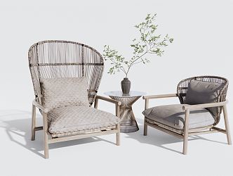 Modern Casual Sofa Combination Casual Chair Rattan Casual Table and Chair Outdoor Chair Recliner 3d model