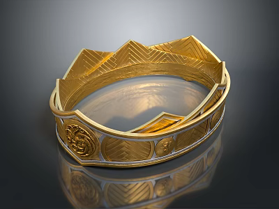 Ornate Golden Double Layer Bracelet Clothing Accessory With Geometric Patterns And Carved Details 3d model