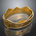 Ornate Golden Double Layer Bracelet Clothing Accessory With Geometric Patterns And Carved Details