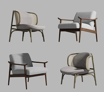 New Chinese Style Sofa Chair Single Sofa Leisure Chair 3d model