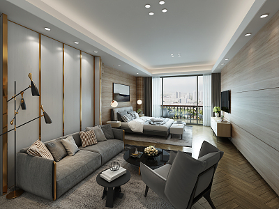 Modern Apartment Living Room Bedroom model