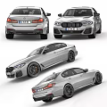Silver BMW Sedan With Sporty Exterior Design Front And Rear Views
