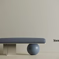 Stylish Gray Upholstered Sofa Bench With Metal Frame And Spherical Side Table Versace 3d model