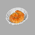 Fresh Golden Flaky Croissant in White Cloth Lined Basket on Neutral Background