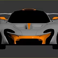 McLaren Super Car With Silver And Orange Streamlined Design Black Roof And Rear Spoiler