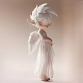 Exquisite Angel Doll With White Feather Wings And Elf Ears In White Dress