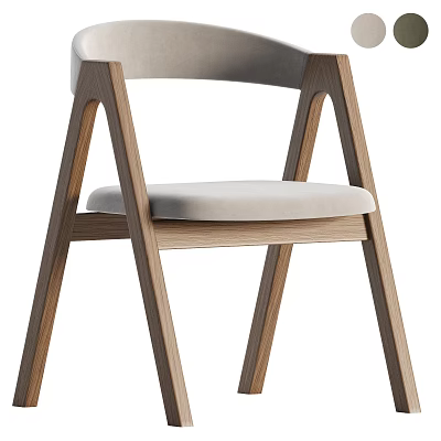 Stylish Comfortable Leisure Chair With Light Wood Frame And Beige Cushion For Home Living Space 3d model