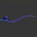 Ethereal Blue Dragon Soaring Through Dark Sky With Purple Glowing Wings And Sparkling Stars