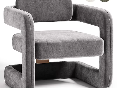 Modern Gray Fabric Single Sofa With Stylish Armrests And Comfortable Backrest 3d model