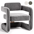 Modern Gray Fabric Single Sofa With Stylish Armrests And Comfortable Backrest 3d model
