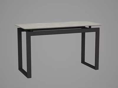 Modern Console Table With Black Metal Frame And Grey Stone Top For Entryway Living Room 3d model