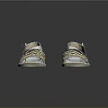 Stylish Strappy White Sandal Shoes with Gold Decorations and Modern Design