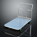 Metal Platform Cart With Flat Surface Four Green Wheels And Metal Handle
